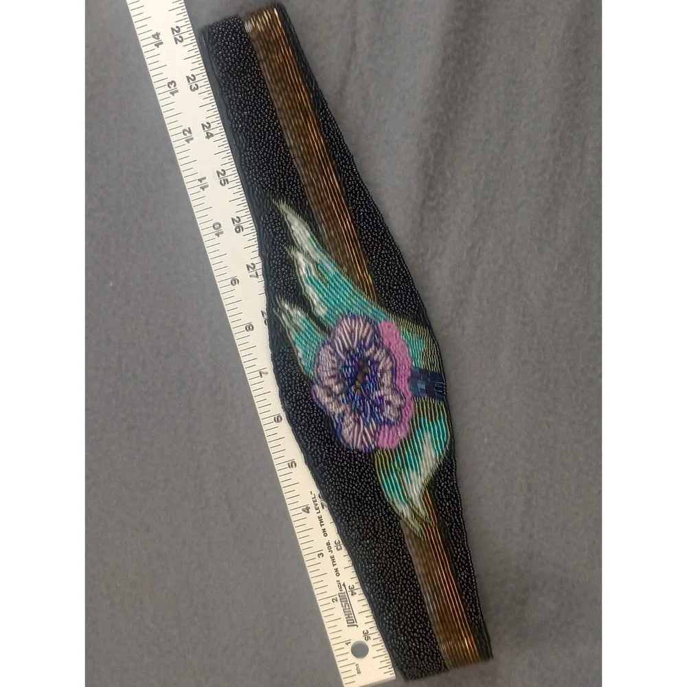 Vtg 80s PATRICK SWEENEY Company Floral Cumberbund Sequin Beaded Belt Goth Fairy